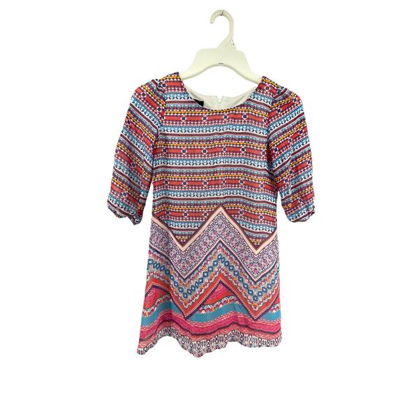 IZ Byer Girls Multicolored 3/4 Sleeve Mini Dress Youth Size 7 - Picture 1 of 6